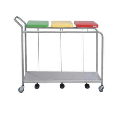 Chariot support 3 sacs à linge sale ou déchets