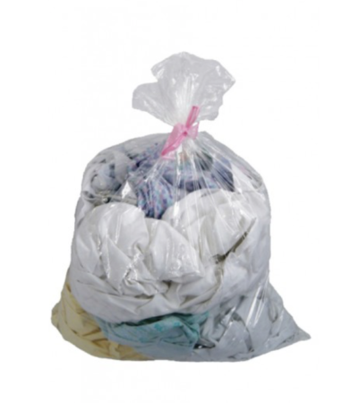 Transparent laundry bags with water-soluble opening (or strip).