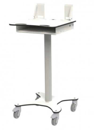 Height-adjustable computer trolley with screen support