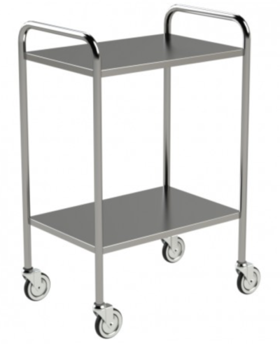 Stainless steel pedestal tables with handlebars - raised edges