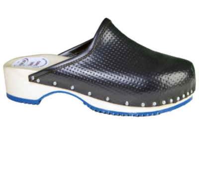 Sabot en bois hommes en cuir bleu marine (38)