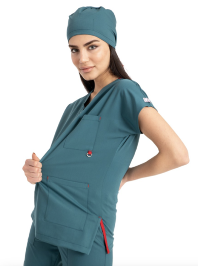 Combinaison chirurgicale pour femme vert pétrole