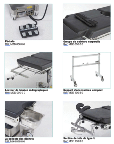 Surgiline 2000R, 2000E, 550S, 550SE Operating Table Accessories